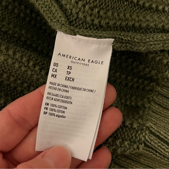 American Eagle Green Knit Cropped Button Down Sweater Size XS - Picture 4 of 4